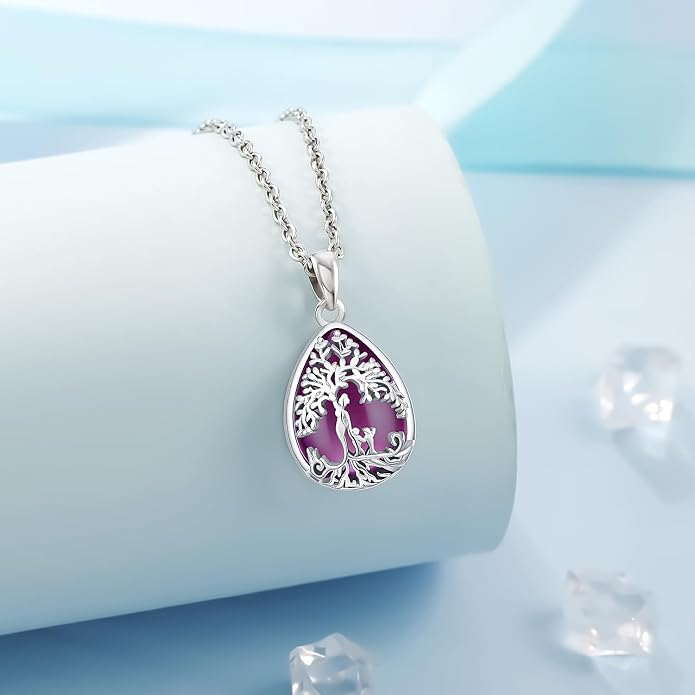 Tree of Life Necklace Family Teardrop/Heart Pendant Mother Jewelry Gifts for Women Grandma Wife Mom