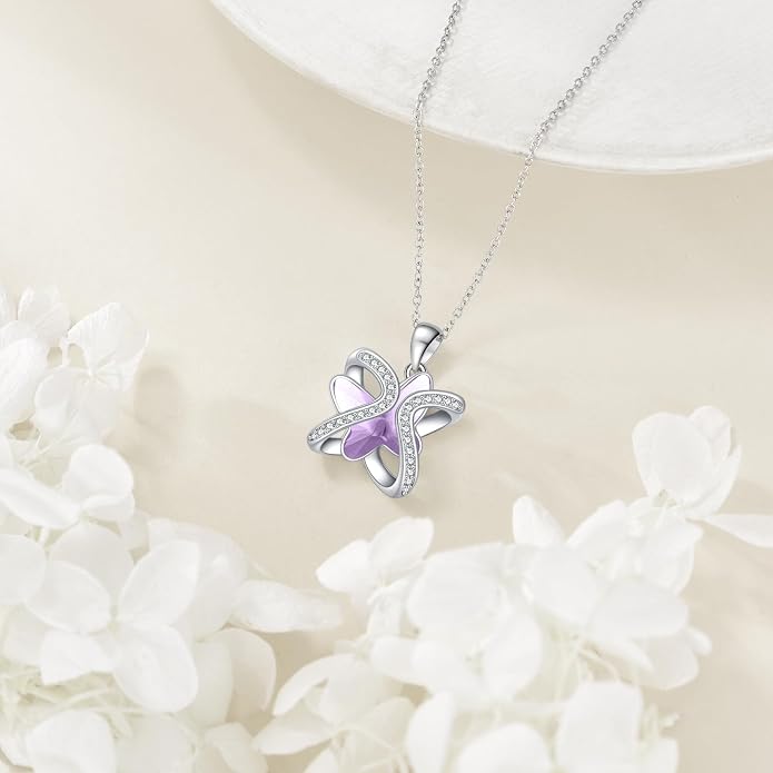 Crystal Necklace 925 Sterling Silver Crystal Pendant Necklace for Women Gift for Women