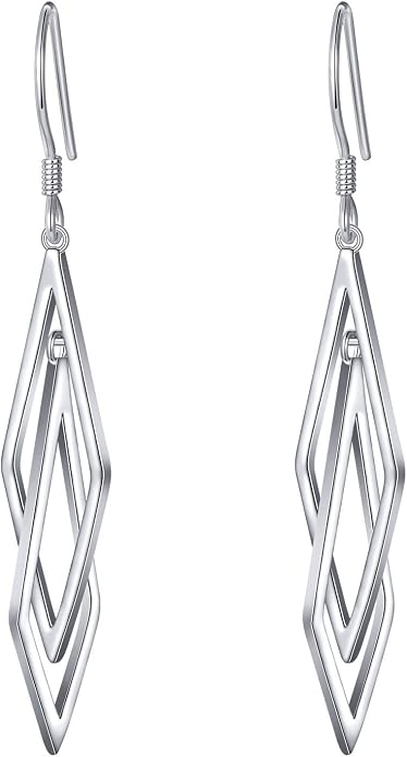 S925 Sterling Silver Trendy Dangle Drop Stud Loops Hoop Earrings for Women Jewelry Cuban Link