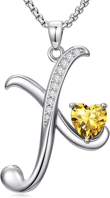 Birthday Gifts for Women Alphabet A to Z Initial Birthstone Pendant Necklaces for Women - 18k White Gold Plated Personalized Name Jewelry Anniversary Graduation Gifts for Wife Her Daughter Girlfriend(with Gift Box)