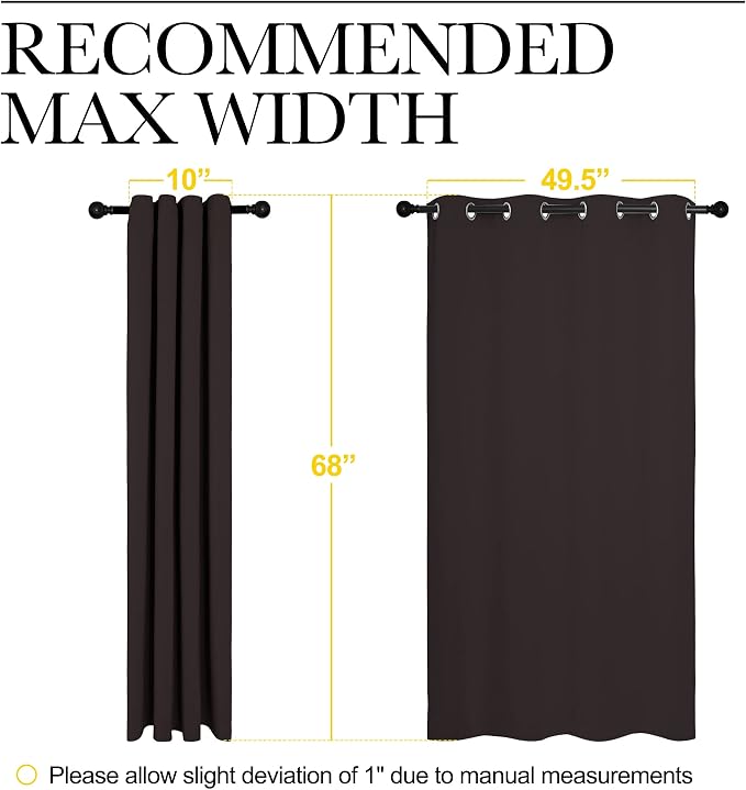 NICETOWN Blackout Curtain Panels for Bedroom Window, Triple Weave Microfiber Energy Saving Thermal Insulated Blackout Draperies and Drapes(2 PCs, 55 inches by 68 inches Each Panel, Toffee Brown)