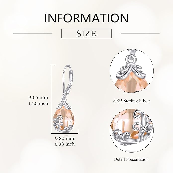 POPLYKE Celtic Filigree Teardrop Drop Dangle Earrings Sterling Silver Leverback Earrings Jewelry for Women