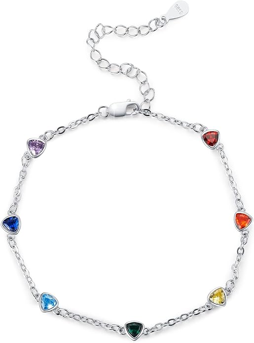 MEDWISE Sterling Silver Chakra Anklet 7 Chakra Beach Anklet Bracelet Link Chain Ankle Bracelet Gift for Women