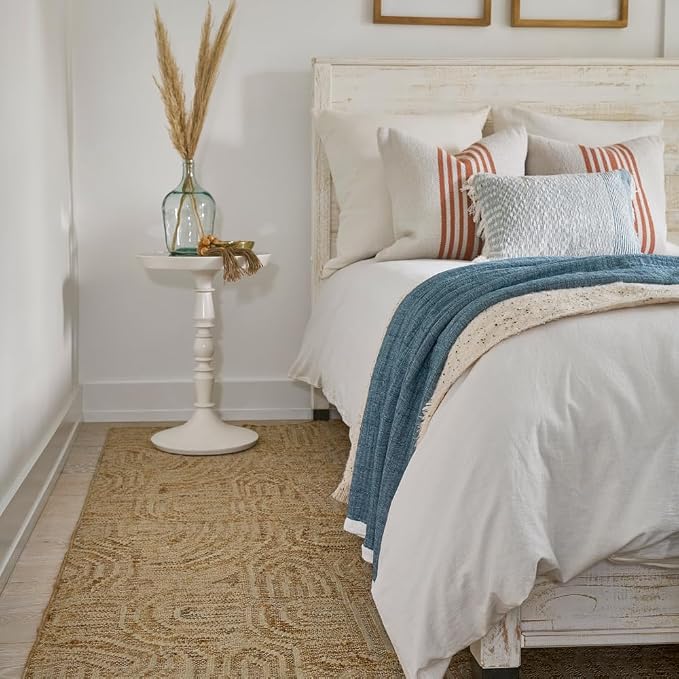 Tempaper Swell Natural and Cream Handwoven Jute and Wool Area Rug, 2'3" x 8'