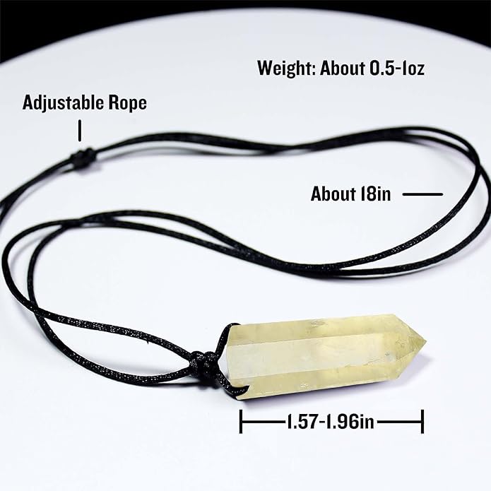 Runyangshi Healing Crystal Pendants, Single Pointed Natural Crystal Quartz Necklace 6 Faceted Chakra Crystal Wand Stone Reiki Energy