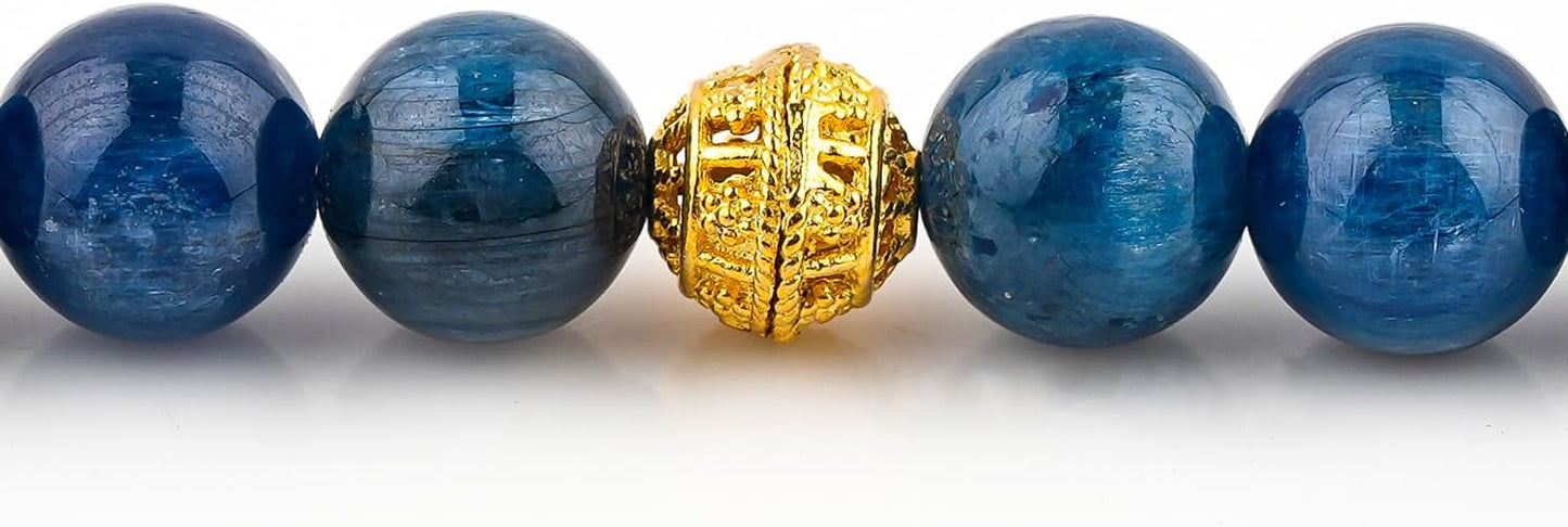 AAA Grade Natural Gemstone Beaded Bracelet, 14K Gold Plated with Evil Charm, Wicca & Reiki Healing Crystals, Handmade Bohemian Jewelry, Christmas Gift for Women (7+1inch)