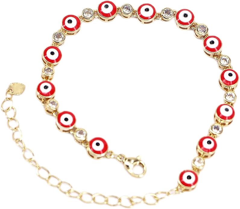 Gold Bracelets for Women Evil Eye Dainty Bracelet Adjustable Turkish Blue Pink Red Evil Eye Protection Bracelet Jewelry