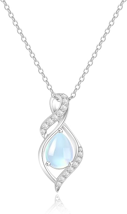 925 Sterling Silver Moonstone Necklace New Beginnings, Graduation Gifts, Created Moonstone Jewelry June Birthstone Necklace for Women, Inspirational Birthday Graduation Gifts for Friend Sister Daughter Mom