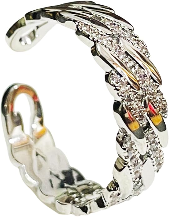 18K Gold Plated Rings for Women and Teen Girls Non Tarnish Cubic Zirconia Fidget Ring Butterfly/Snake/Mesh/Cross/Crown Knuckle Ring Open Adjustable Statement Stacking Chunky Rings