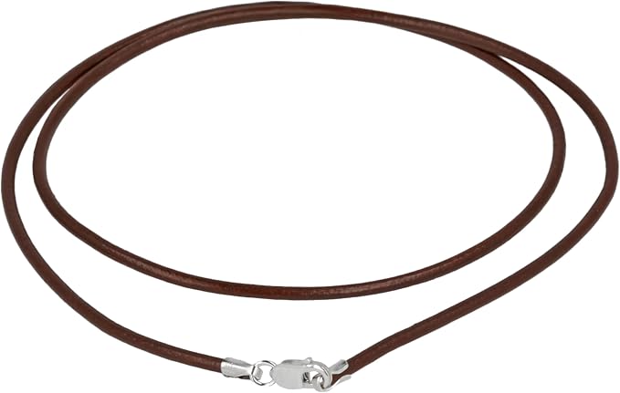 The Beadsmith Greek Leather Necklaces – Brown, 16” in Length, Assembled with Sterling Silver Lobster Clasp, 12-Pack