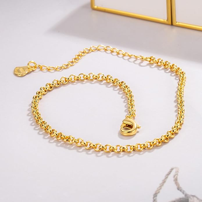 Dankadi Women 925 Sterling Silver Anklets Bracelet Men Simple Chopin/Box Chain/Twist Rope Chain Summer Beach Foot 24k Gold Plated Jewelry Gift