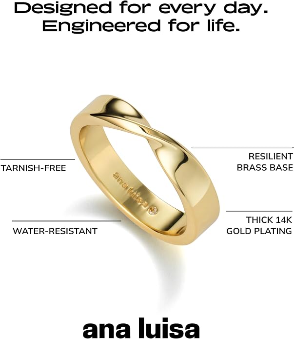 Ana Luisa Gold Rings for Women - 14K Gold Plated Rings for Women Non Tarnish - Trendy Stacking Ring for Daily Wear - Twisted, Heart, Eternity Ring Styles - Hypoallergenic & Water-Resistant Jewelry