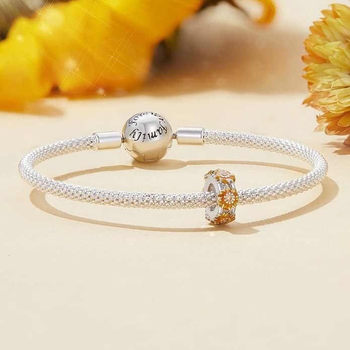NINGAN 925 Sterling Silver Charm Golden Love Charm Buckle Safety Chain Travel Bead Firefly Dragonfly Pendant, Suitable for Women Bracelet and Necklace as Gift from Mom and Friends