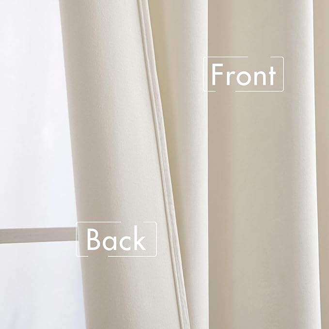 MIULEE Ivory Blackout Velvet Curtains Drapes 108 Inch Long 52"x108" Bedroom | Luxurious Bedroom Living Room Decor, Room Darkening, Thermal Insulated, Rod Pocket Design, Super Soft Fabric, Extra Long