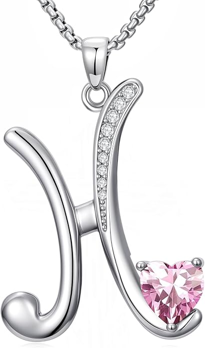 Birthday Gifts for Women Alphabet A to Z Initial Birthstone Pendant Necklaces for Women - 18k White Gold Plated Personalized Name Jewelry Anniversary Graduation Gifts for Wife Her Daughter Girlfriend(with Gift Box)