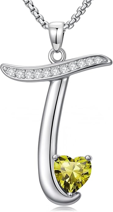 Birthday Gifts for Women Alphabet A to Z Initial Birthstone Pendant Necklaces for Women - 18k White Gold Plated Personalized Name Jewelry Anniversary Graduation Gifts for Wife Her Daughter Girlfriend(with Gift Box)