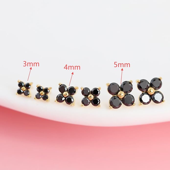 FANSING CZ Flower Internally Threaded Flat Back Earring Labret Stud for Cartilage Tragus Helix Conch