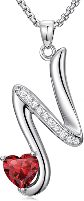 Birthday Gifts for Women Alphabet A to Z Initial Birthstone Pendant Necklaces for Women - 18k White Gold Plated Personalized Name Jewelry Anniversary Graduation Gifts for Wife Her Daughter Girlfriend(with Gift Box)