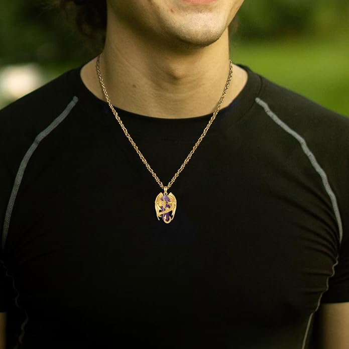 INFUSEU Unique Dragon Necklaces with Healing Crystal Stone for Men Women, Personalized Spiritual Gifts, 24 Inch Chain