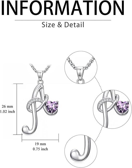 Birthday Gifts for Women Alphabet A to Z Initial Birthstone Pendant Necklaces for Women - 18k White Gold Plated Personalized Name Jewelry Anniversary Graduation Gifts for Wife Her Daughter Girlfriend(with Gift Box)