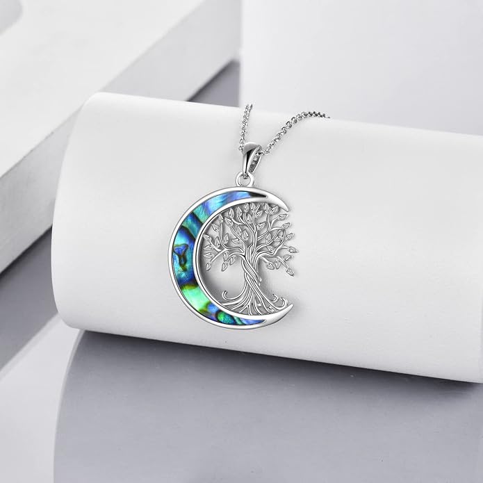 ONEFINITY Tree of Life Necklace 925 Sterling Silver Abalone Shell Celtic Knot Pendant Necklace for Women Jewelry