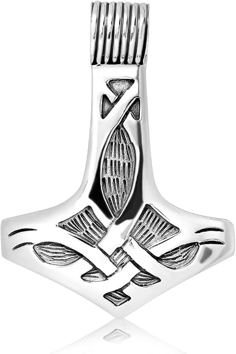 WithLoveSilver Sterling Silver 925 Celtic Axe Viking Amulet Hammer of Thor Mjolnir Pendant