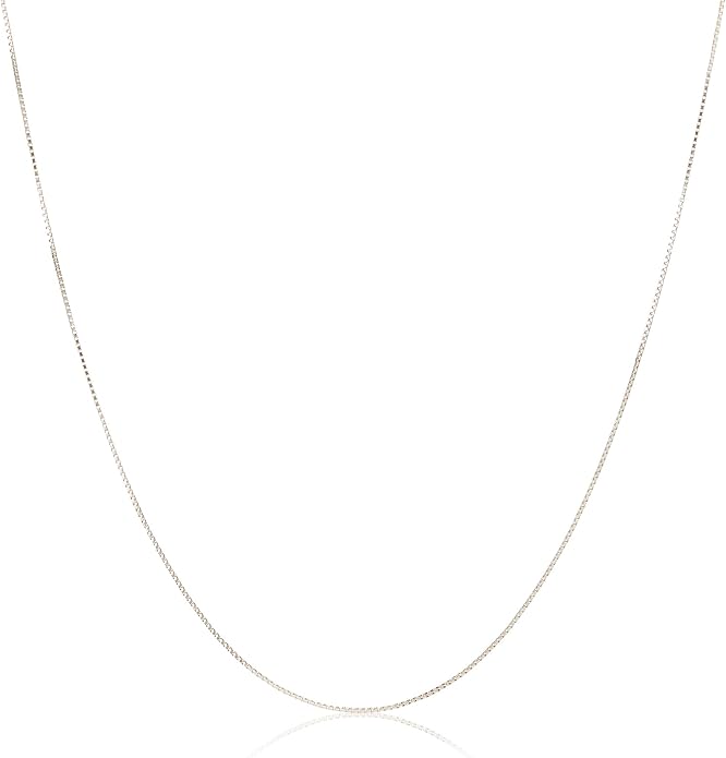 Amazon Essentials Sterling Yellow Gold or Silver Thin 0.8mm Box Chain Necklace