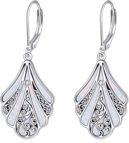 Abalone Shell Dangle Drop Earrings for Women 925 Sterling Silver Filigree Bohemian Earrings Jewelry Gift