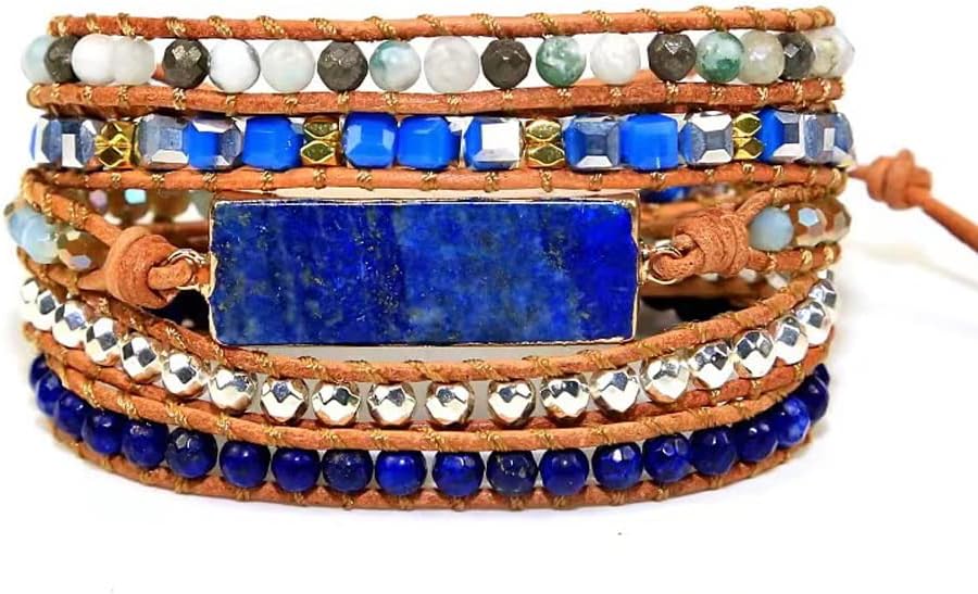 Women Wrap Bracelets Boho Natural Stone Jasper Turquoises Strand Bracelet Jewelry Collection