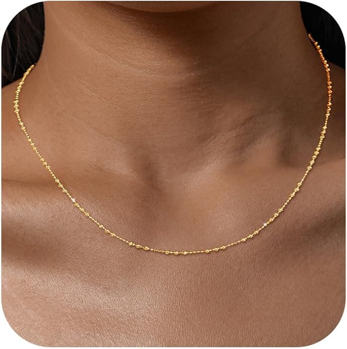 Beaded Necklaces for Women S925 Sterling Silver Colorful Bead Necklace Rainbow Simple Chain Choker Hypoallergenic Necklace Bohemian Beaded Necklaces Unique Birthday Wedding Graduation Jewelry Gifts for Women