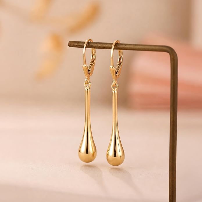 LeCalla 925 Sterling Silver Teardrop Dangle Earrings for Women | Lightweight Vertical Drop Dangle Earrings | Minimalist Dangling Earring Jewelry Gifts for Women