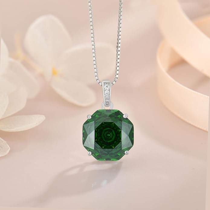 YIFISIY Rose Necklaces for Women, 925 Sterling Silver Rose cut Birthstone Pendant Octagonal Flower Jewelry Gifts for Her