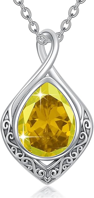 PELOVNY Celtic Knot Necklaces for Women 925 Sterling Silver Gemstone/Birthstone Teardrop Infinity Necklace Irish Celtic Pendant Jewelry Gifts for Mom Daughter Wife