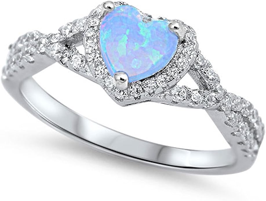 CHOOSE YOUR COLOR Sterling Silver Heart Halo Promise Ring