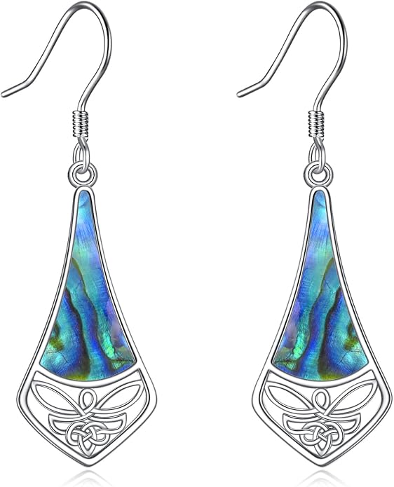 Abalone Shell Dangle Drop Earrings for Women 925 Sterling Silver Filigree Bohemian Earrings Jewelry Gift