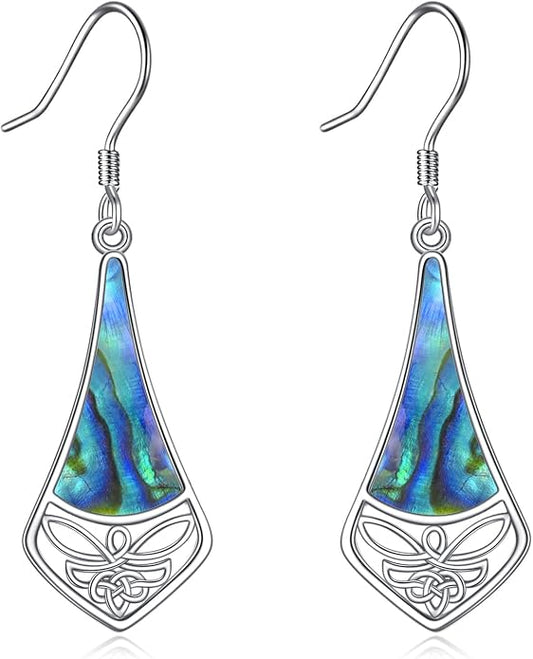 Abalone Shell Dangle Drop Earrings for Women 925 Sterling Silver Filigree Bohemian Earrings Jewelry Gift