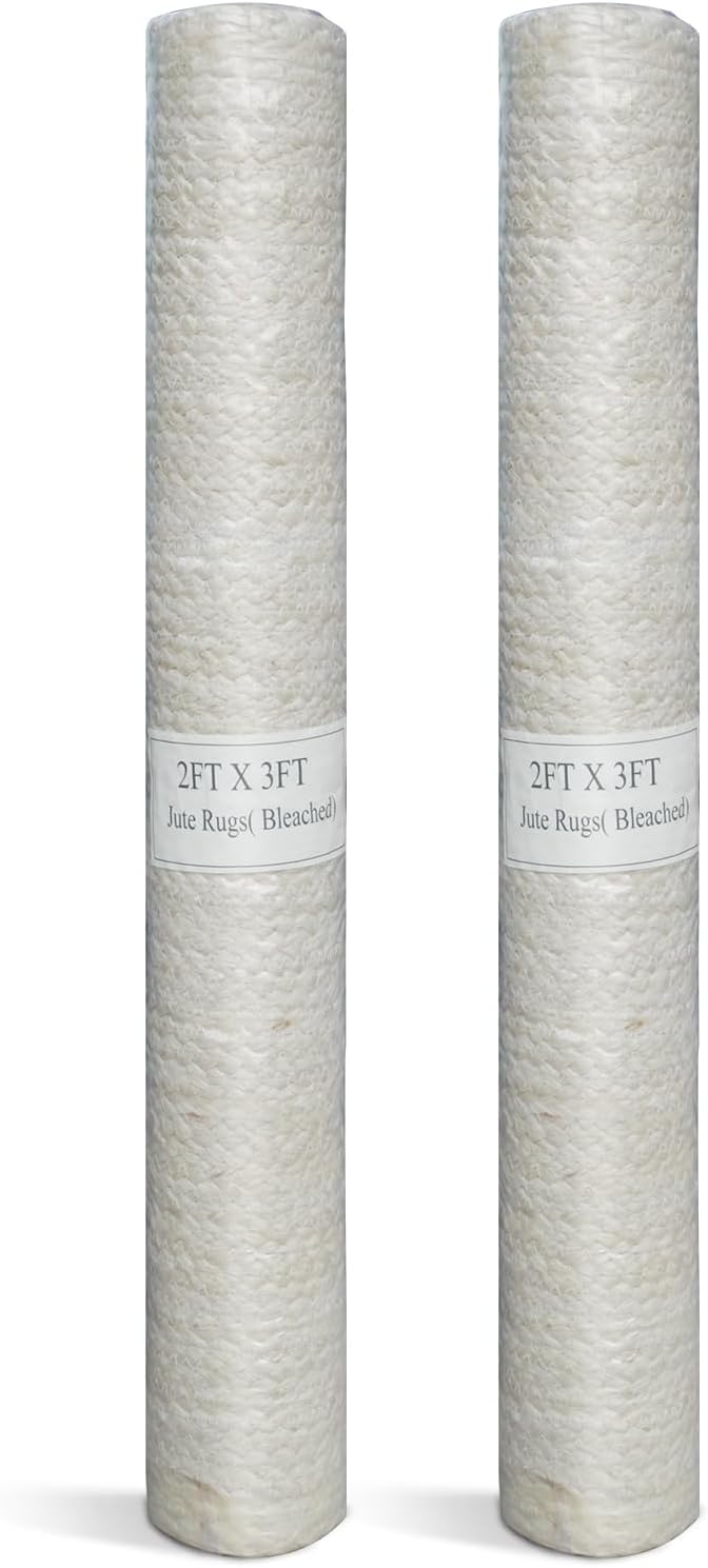 Shatex Round Jute Rug 9 Feet, Chunky Hand Braided Rug Farmhouse Style for Home Decor, Bedroom, Living Room, 100% Natural Jute Fiber, Diameter 108 Inch, Heavy-Duty, Off-White