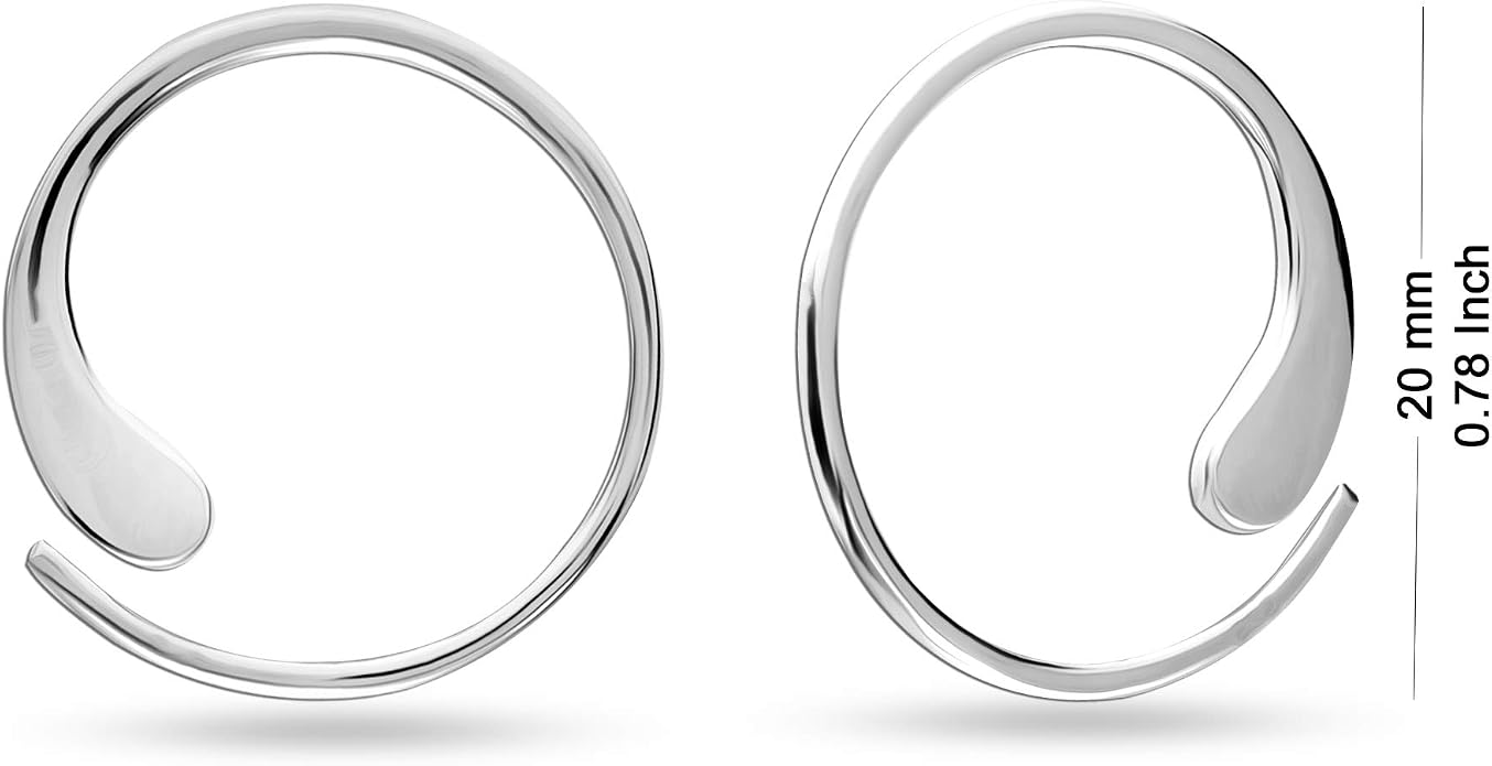 LeCalla 925 Sterling Silver Threader Earrings for Women | Handmade Wire Boho Hoops & Drop Earrings in Spiral, Heart, Bar Designs | Lightweight Pull Through Earring Jewelry Gift for Birthday, Anniversary
