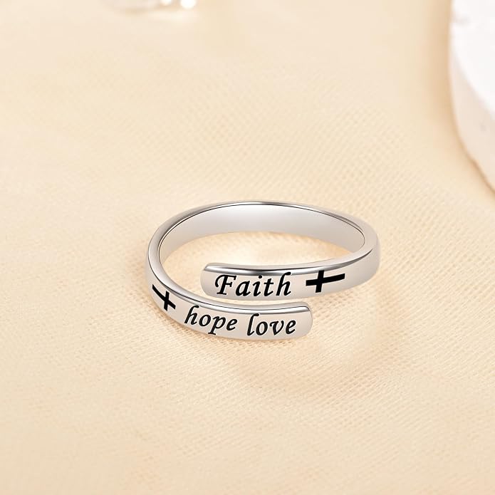 BEILIN 925 Sterling Silver Inspirational Jewelry Rings Adjustable Ring Personality Encouragement Gift for Teens Women