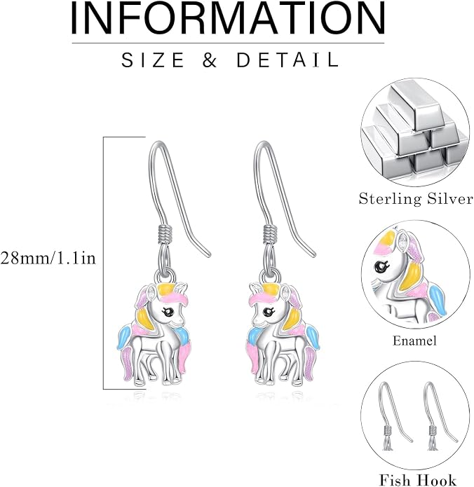 Dreamboat Cute Animal Dangle Drop Earrings for Women 925 Sterling Silver Hypoallergenic Animals Hook Earring Birthday Party Jewelry Gifts for Sensitive Ears