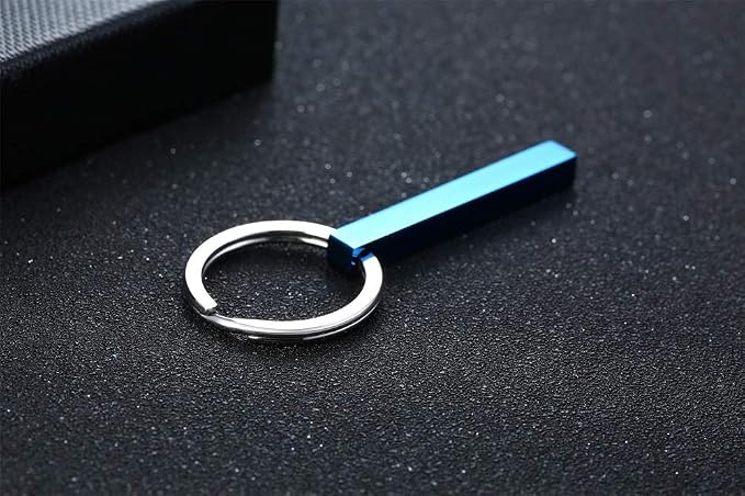 VNOX Personalized 4 Sided Keychain,Stainless Steel Vertical Bar Keychain,Gift for Family Lover Best Friend Bridesmaid
