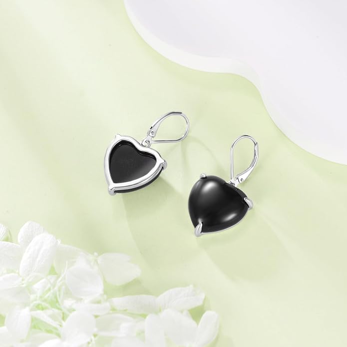 AOBOCO Teardrop Dangle Earrings for Women 925 Sterling Silver Moonstone Flower Filigree Leverback Jewelry Birthday