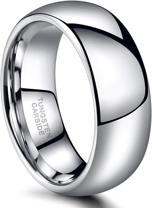 TRUMIUM 2mm 4mm 6mm 8mm Tungsten Wedding Band Ring for Men Women Silver/Rose Gold Plated/Rainbow/Gold Plated Domed High Polish Engagement Promise Rings Comfort Fit 4-15