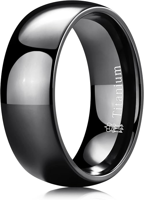 THREE KEYS JEWELRY 2mm 4mm 6mm 8mm Titanium Wedding Band for Men Women, Classic Domed & Step Edge High Polished Comfort Fit Anniversary Ring, Size 4-15