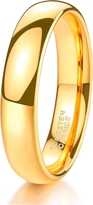 TRUMIUM 2mm 4mm 6mm 8mm Tungsten Wedding Band Ring for Men Women Silver/Rose Gold Plated/Rainbow/Gold Plated Domed High Polish Engagement Promise Rings Comfort Fit 4-15