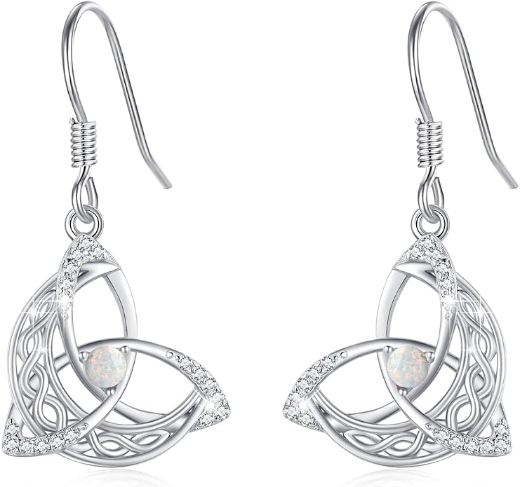 Celtic Knot Earrings 925 Sterling Silver Abalone Drop Dangle Celtic Earrings Gifts for Women