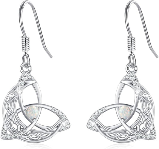 Celtic Knot Earrings 925 Sterling Silver Abalone Drop Dangle Celtic Earrings Gifts for Women