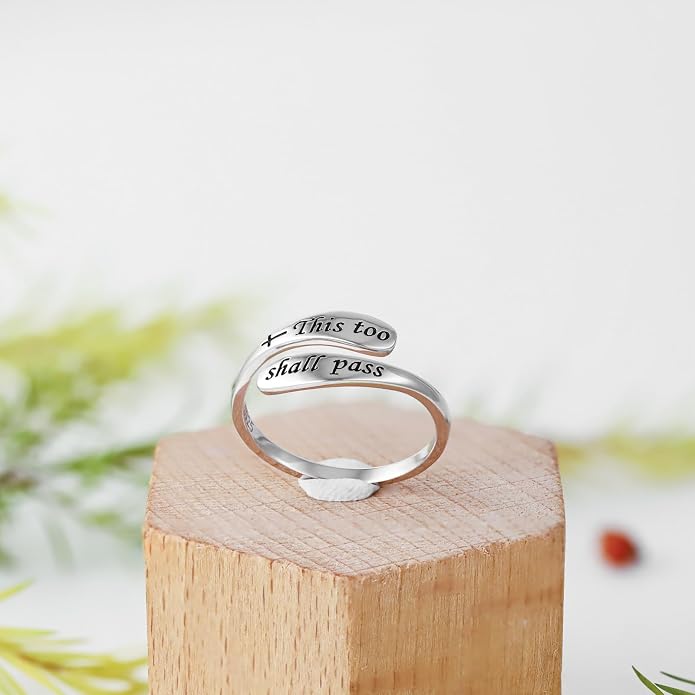 925 Sterling Silver Inspirational Adjustable Rings - Personality Encouragement Jewelry Gift For Women