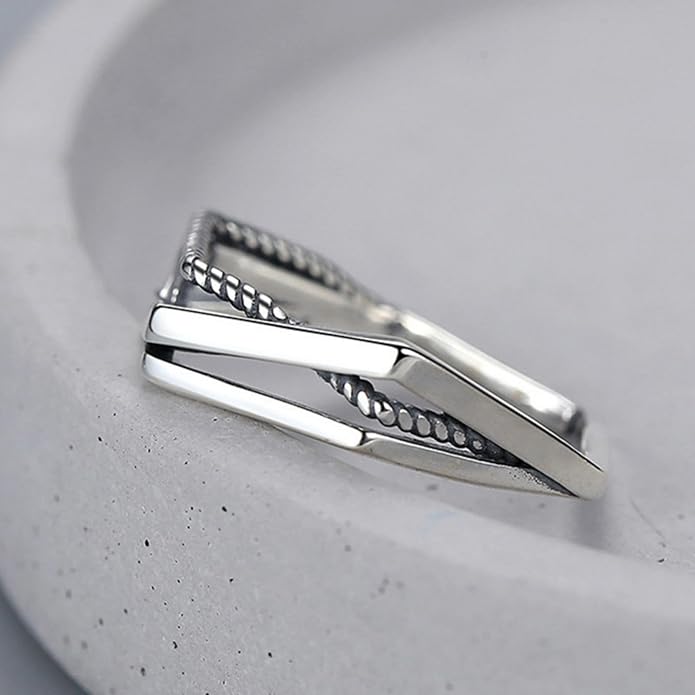 925 Sterling Silver Ring Minimalist Adjustable Rings Band Handmade Rings for Women Girls