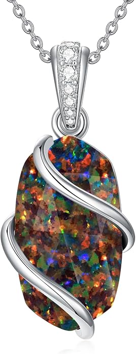 HPQQ Necklace for Women 925 Sterling Silver Dainty Gemstone Pendant Fine Jewelry Birthday Mothers Day Gifts for Mom Wife Her